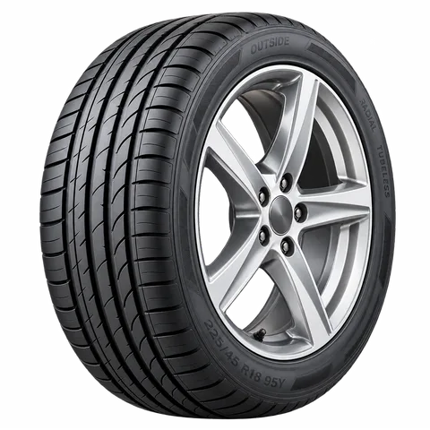 Car tyre showing size, load index and speed rating: 225/45 R18 95Y