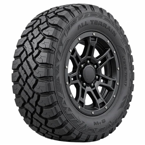 Car tyre showing size, load index and speed rating: LT275/70 R17 121S